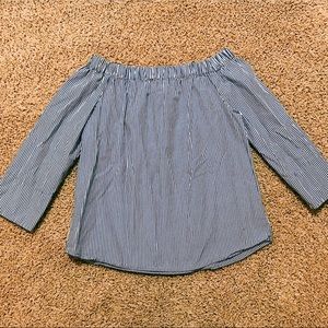 Zara Striped Off the Shoulder Top